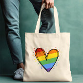 Pride Rainbow LGBTQ Heart Weddenschap Tote Bag