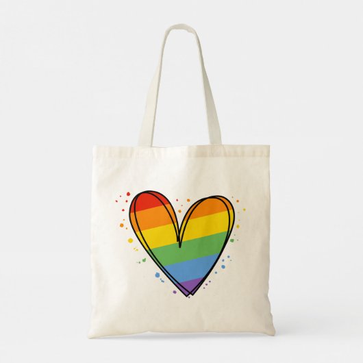 Pride Rainbow LGBTQ Heart Weddenschap Tote Bag (Achterkant)