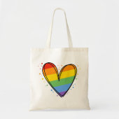 Pride Rainbow LGBTQ Heart Weddenschap Tote Bag (Voorkant)