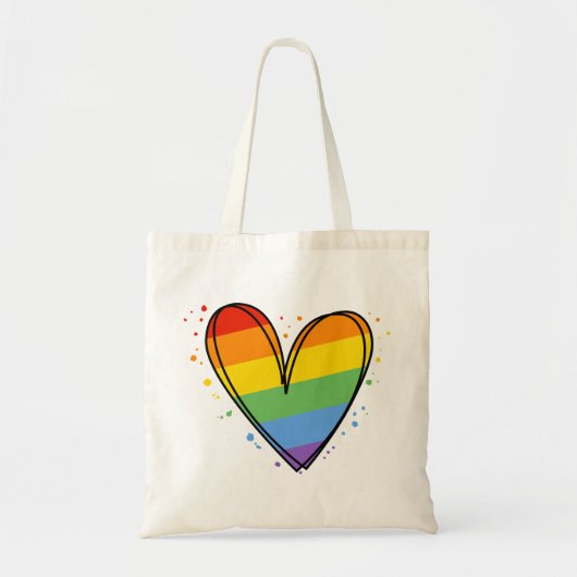 Pride Rainbow LGBTQ Heart Weddenschap Tote Bag (Voorkant)