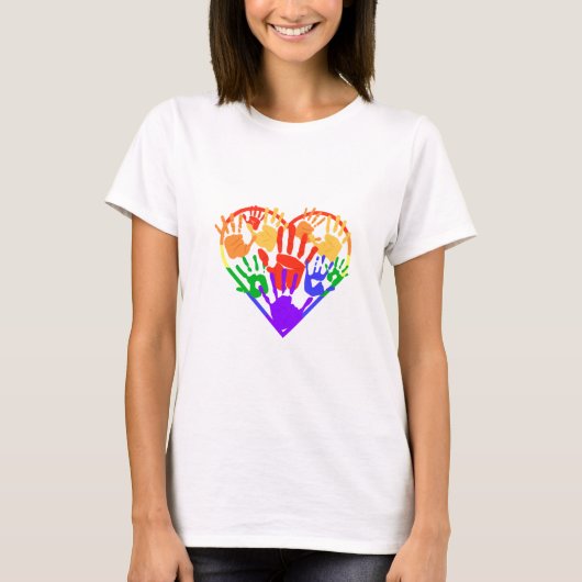 Pride Rainbow LGBTQ+ kleurrijk hart T-shirt (Voorkant)