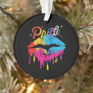 Pride Rainbow Lips   LGBTQ   Drippellips Ornament