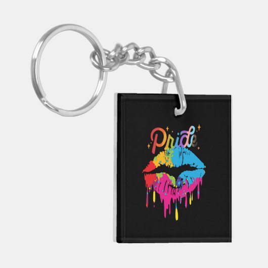 Pride Rainbow Lips | LGBTQ | Dripping Lips Sleutelhanger (Voorkant Links)