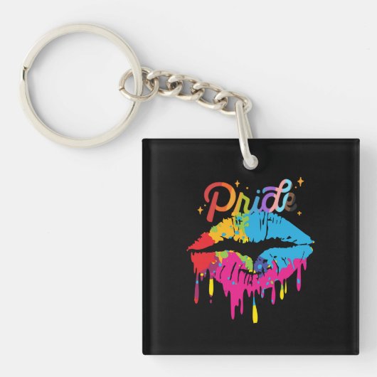 Pride Rainbow Lips | LGBTQ | Dripping Lips Sleutelhanger (Voorkant)