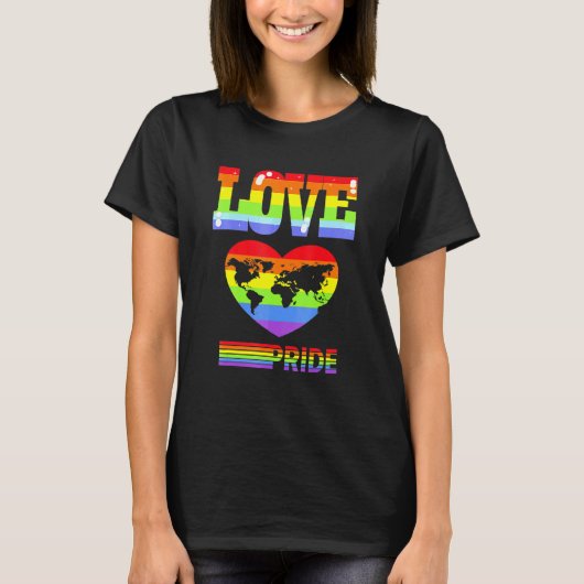 Pride Rainbow Love Earth World Lesbian Gay Mannen  T-shirt (Voorkant)