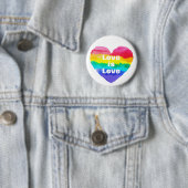 Pride Rainbow Love is Love Heart White Ronde Button 5,7 Cm (In situ)