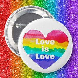 Pride Rainbow Love is Love Heart White Ronde Button 5,7 Cm