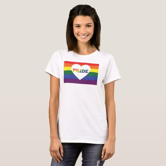 Pride Rainbow met hart T-shirt (Voorkant volledig)