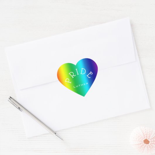 PRIDE Rainbow Multicolor Gepersonaliseerd Hart Sticker (Envelop)
