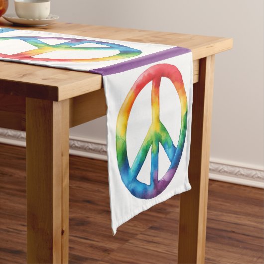 Pride Rainbow Peace Sign Korte Tafelloper (Voorbeeld)