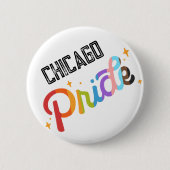 Pride Rainbow Pin met stadstempel - Chicago Ronde Button 5,7 Cm (Voorkant)
