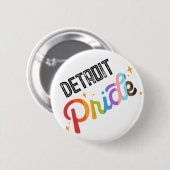 Pride Rainbow Pin met stadstempel - Detroit MI Ronde Button 5,7 Cm (Voorkant /achterkant)