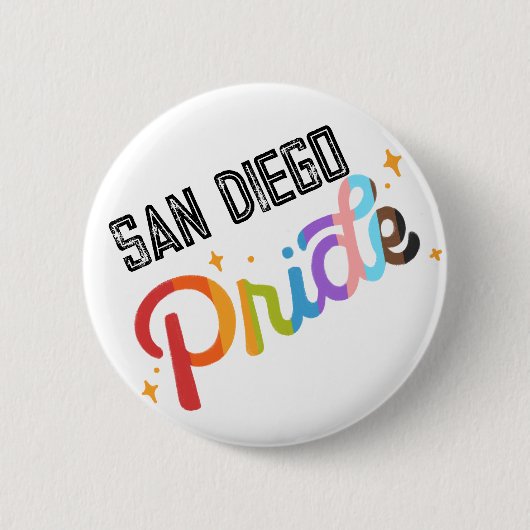 Pride Rainbow Pin met stadstempel - San Diego Ronde Button 5,7 Cm (Voorkant)