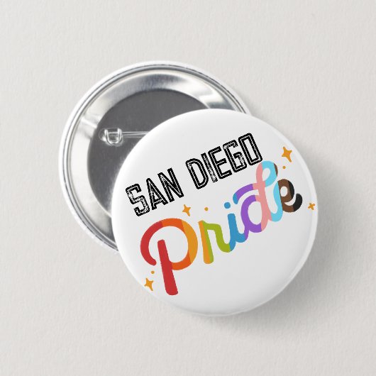 Pride Rainbow Pin met stadstempel - San Diego Ronde Button 5,7 Cm (Voorkant /achterkant)