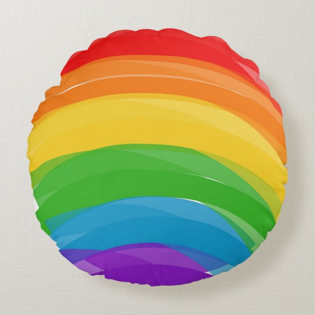 Pride Rainbow Pouf Rond Kussen (Voorkant)
