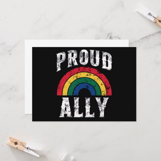 Pride Rainbow Proud Ally Lesbische Pride  Kaart (Voorkant / Achterkant in situ)