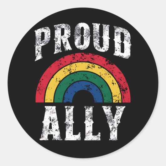 Pride Rainbow Proud Ally Lesbische Pride Ronde Sticker (Voorkant)