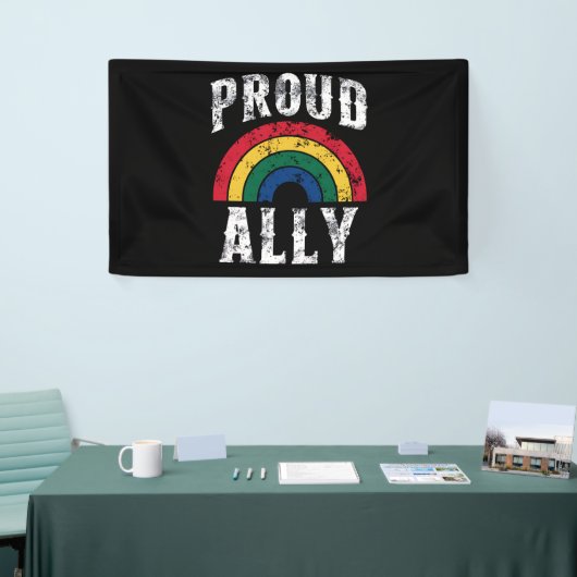 Pride Rainbow Proud Ally Lesbische Pride Spandoek (Beurs)