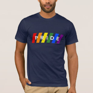 PRIDE Rainbow Stripes op de marine T-shirt