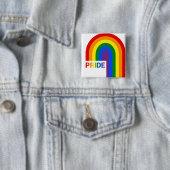 Pride Rainbow Vierkante Button 5,1 Cm (In situ)