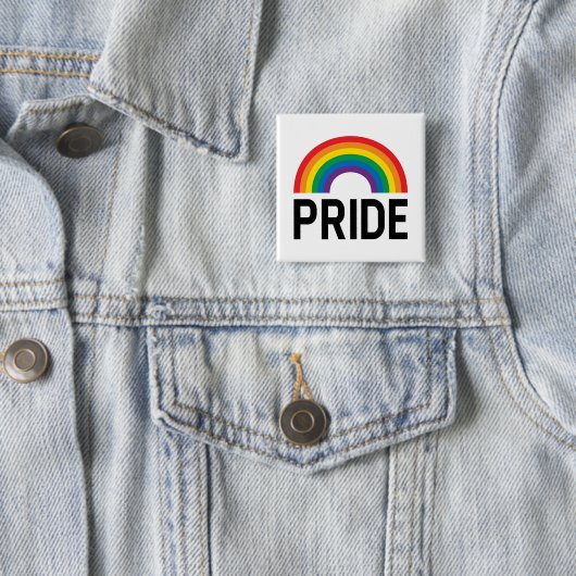 Pride Rainbow Vierkante Button 5,1 Cm (In situ)