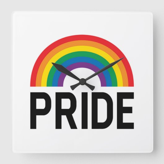 Pride Rainbow Vierkante Klok (Voorkant)