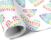 Pride Rainbow Waterverf gestippeld harten wit Cadeaupapier (Rol Hoek)