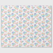 Pride Rainbow Waterverf gestippeld harten wit Cadeaupapier (Vlak)