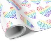 Pride Rainbow Waterverf Harten gestippeld en gestr Cadeaupapier (Rol Hoek)