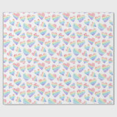 Pride Rainbow Waterverf Harten gestippeld en gestr Cadeaupapier (Vlak)