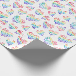 Pride Rainbow Waterverf Harten gestippeld en gestr Cadeaupapier