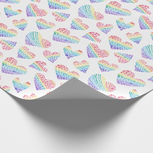 Pride Rainbow Waterverf Harten gestippeld en gestr Cadeaupapier (Hoek)