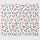 Pride Rainbow Waterverf Harten Wit Cadeaupapier (Vlak)