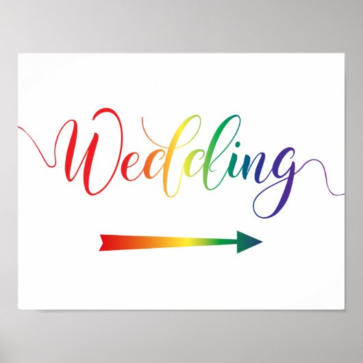 Pride Rainbow Wedding Arrow Teken right Direction Poster (Voorkant)