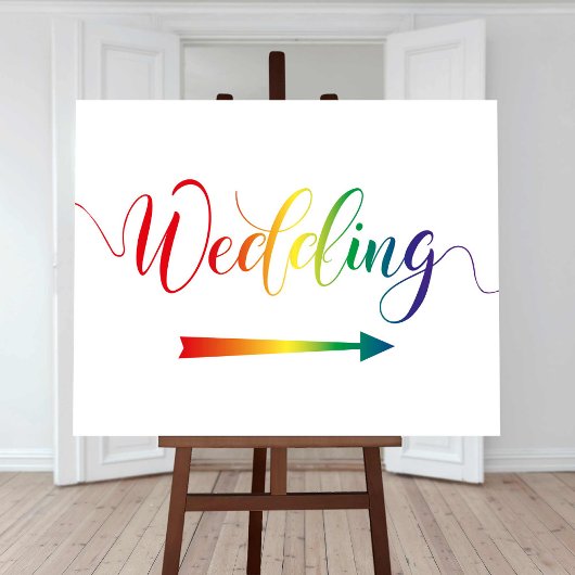 Pride Rainbow Wedding Arrow Teken right Direction Poster