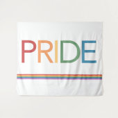 PRIDE Rainbow White Tapestry Wandkleed (Voorkant (horizontaal))