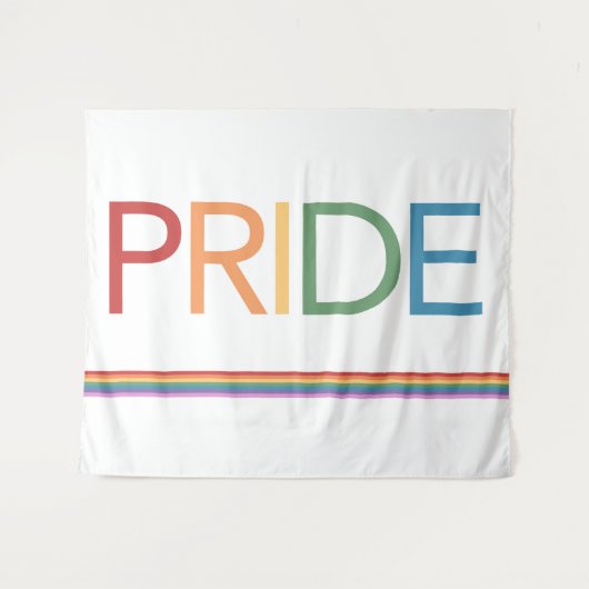 PRIDE Rainbow White Tapestry Wandkleed (Voorkant (horizontaal))