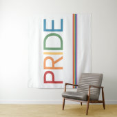 PRIDE Rainbow White Tapestry Wandkleed (In situ)
