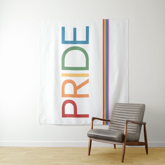 PRIDE Rainbow White Tapestry Wandkleed (In situ)