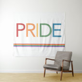 PRIDE Rainbow White Tapestry Wandkleed (In Situ (horizontaal))