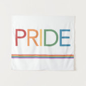 PRIDE Rainbow White Tapestry Wandkleed (Voorkant (horizontaal))