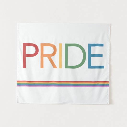 PRIDE Rainbow White Tapestry Wandkleed (Voorkant (horizontaal))