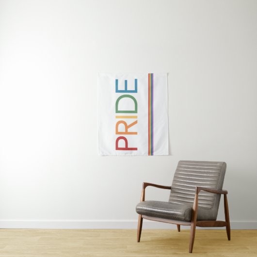 PRIDE Rainbow White Tapestry Wandkleed (In situ)