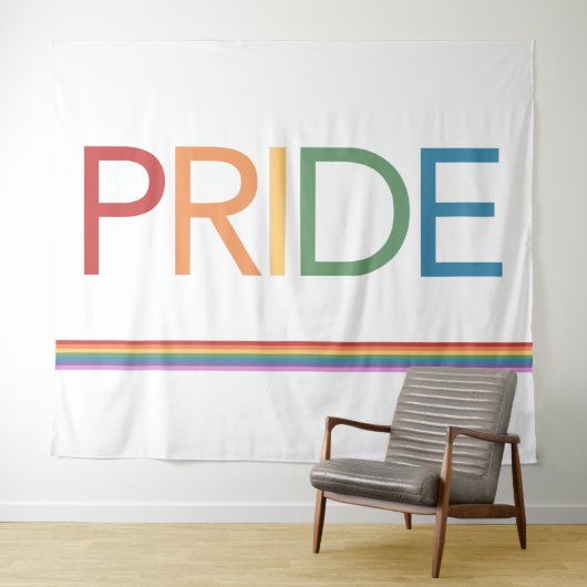 PRIDE Rainbow White Tapestry Wandkleed (In Situ (horizontaal))