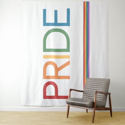PRIDE Rainbow White Tapestry Wandkleed (In situ)