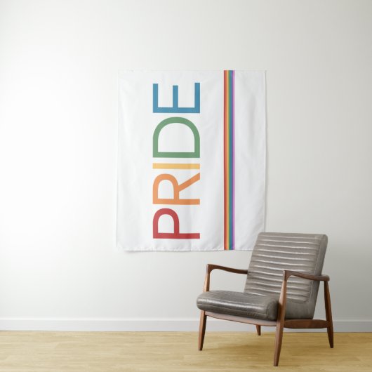PRIDE Rainbow White Tapestry Wandkleed (In situ)
