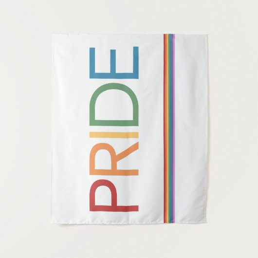 PRIDE Rainbow White Tapestry Wandkleed (Voorkant)