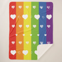 Pride Rainbow | Witte harten | Sherpa Blanket