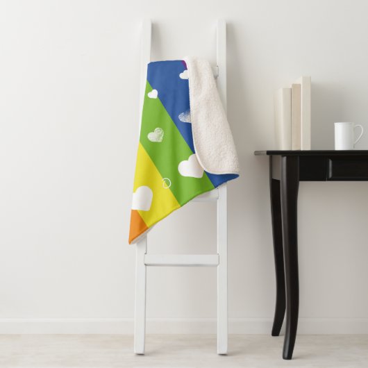 Pride Rainbow | Witte harten | Sherpa Blanket Sherpa Deken (In situ)
