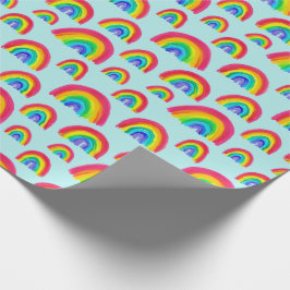 Pride Rainbows Handgeschilderd lichtblauw Cadeaupapier